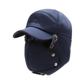 Winter Hat New Lei Feng Hat Men's Stylish Caps Warm Ear Protection Windproof Ear Protection Pilot Hat Baseball Cap (Color: Navy, size: One size)